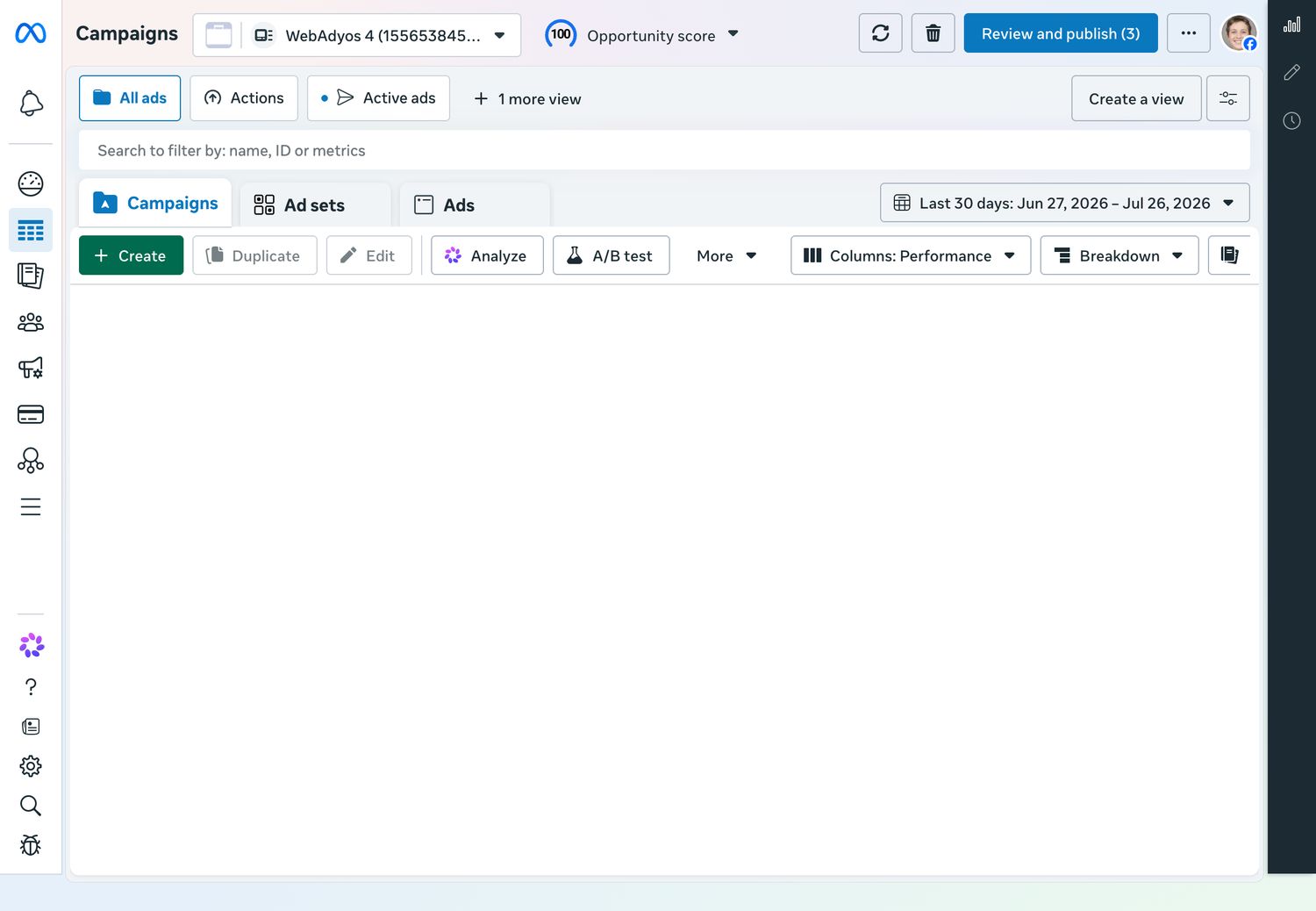 Ads Manager кабинета WebAdyos 4
